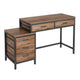 Eli Vanity Desk Table 5 Drawers Classic Brown Finish Black Metal BM328521