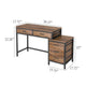 Eli Vanity Desk Table 5 Drawers Classic Brown Finish Black Metal BM328521