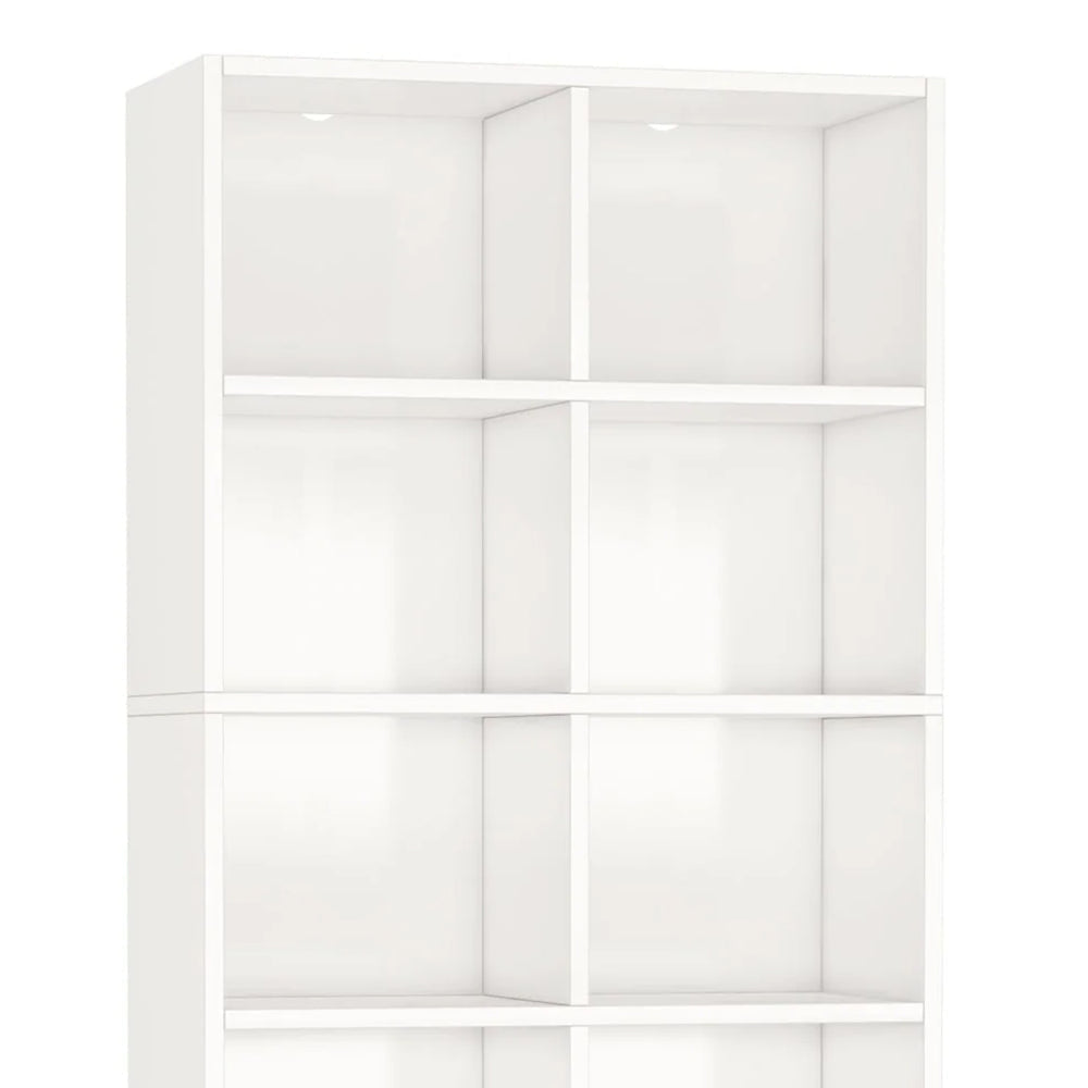 Tall Bookcase 6 Tier 12 Open Shelves Modern White Finish 72 Inch BM328523