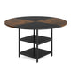 Dining Table 47 Inch Round Top 2 Storage Shelves Black Metal BM328527