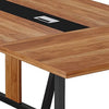 Conference Table 94 Inch Rectangle Walnut Brown Wood Top Black Base BM328528