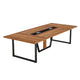 Conference Table, 94 Inch Rectangle Walnut Brown Wood Top, Black Base