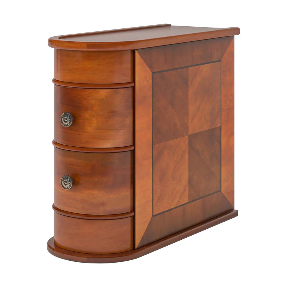 Arc Side Table | 24’’ Top | Walnut Brown | 2 Drawers BM328529
