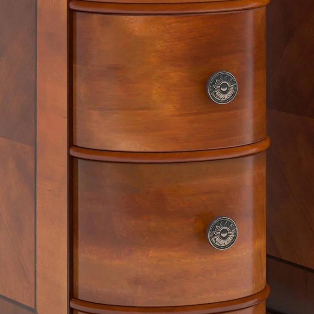 Arc Side Table | 24’’ Top | Walnut Brown | 2 Drawers BM328529