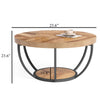 Ari Coffee Table 32 Inch Round Top Light Brown MDF Black Metal Legs BM328530
