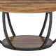 Ari Coffee Table 32 Inch Round Top Rustic Brown MDF Black Metal BM328531