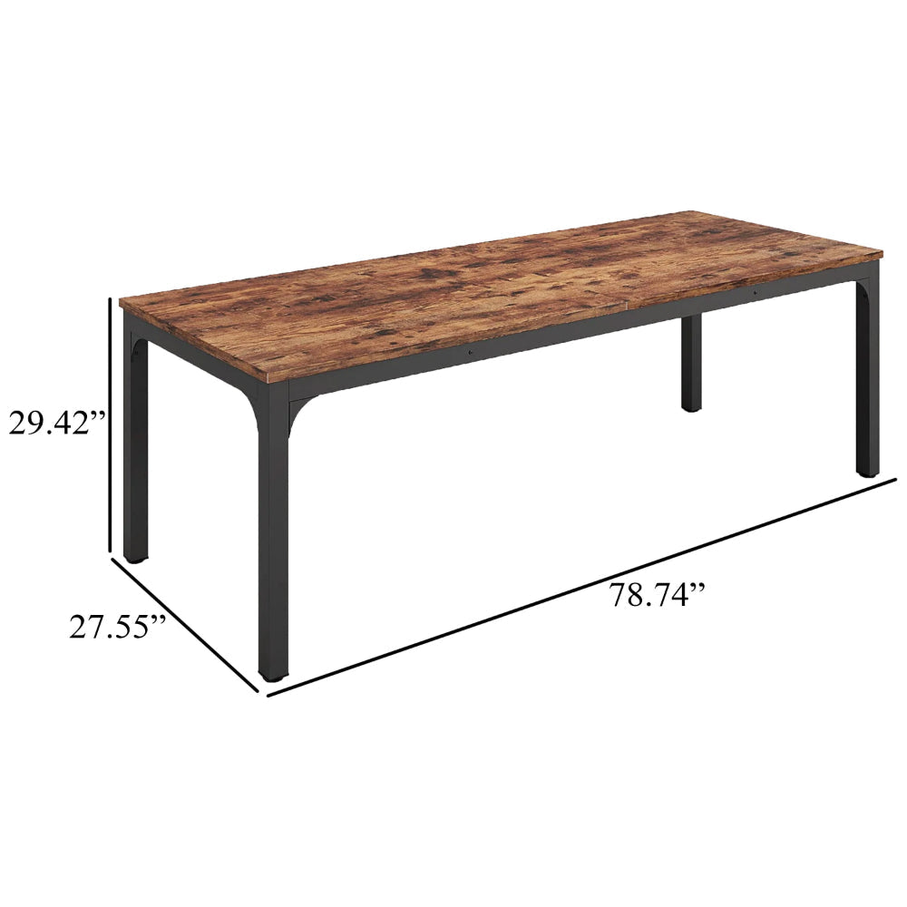 Jack Conference Table 79 Inch Rectangular Brown MDF Top Black Metal BM328533