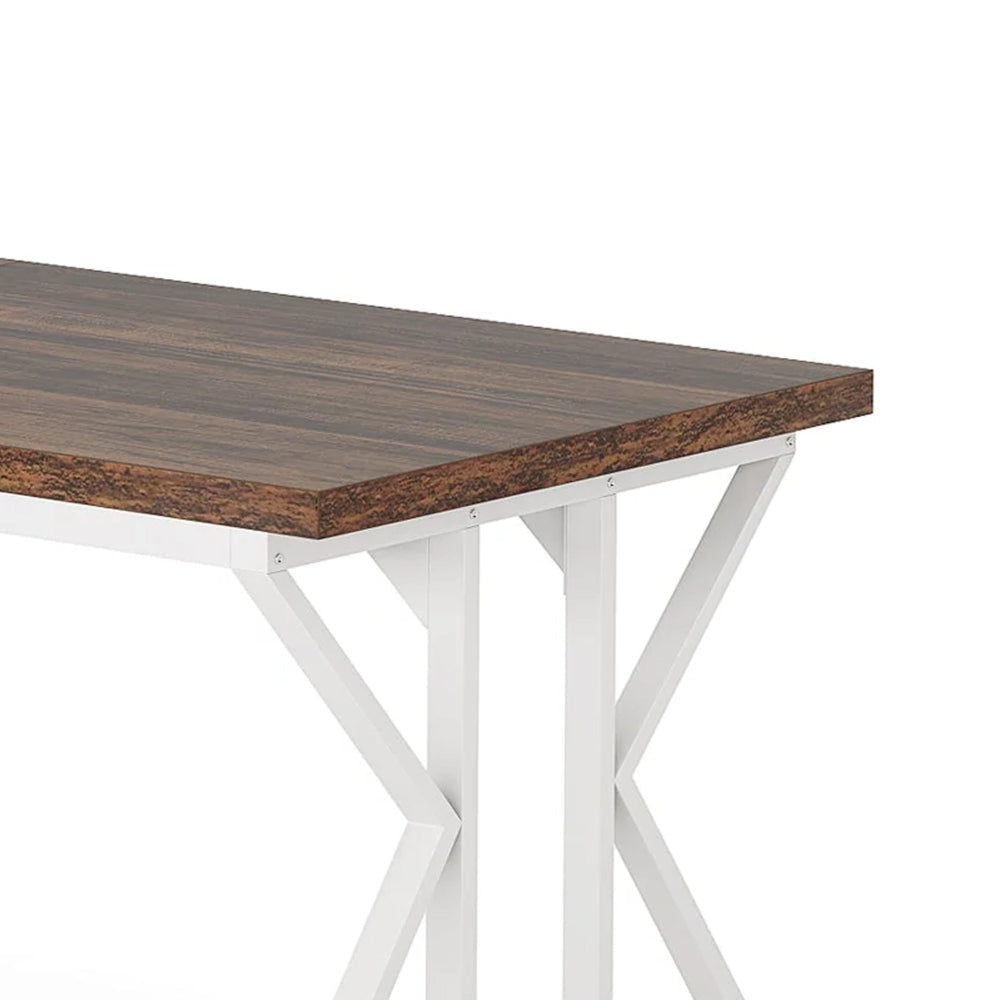 Siy Executive Desk 79 Inch Brown Rectangular Top White Cross Base BM328538