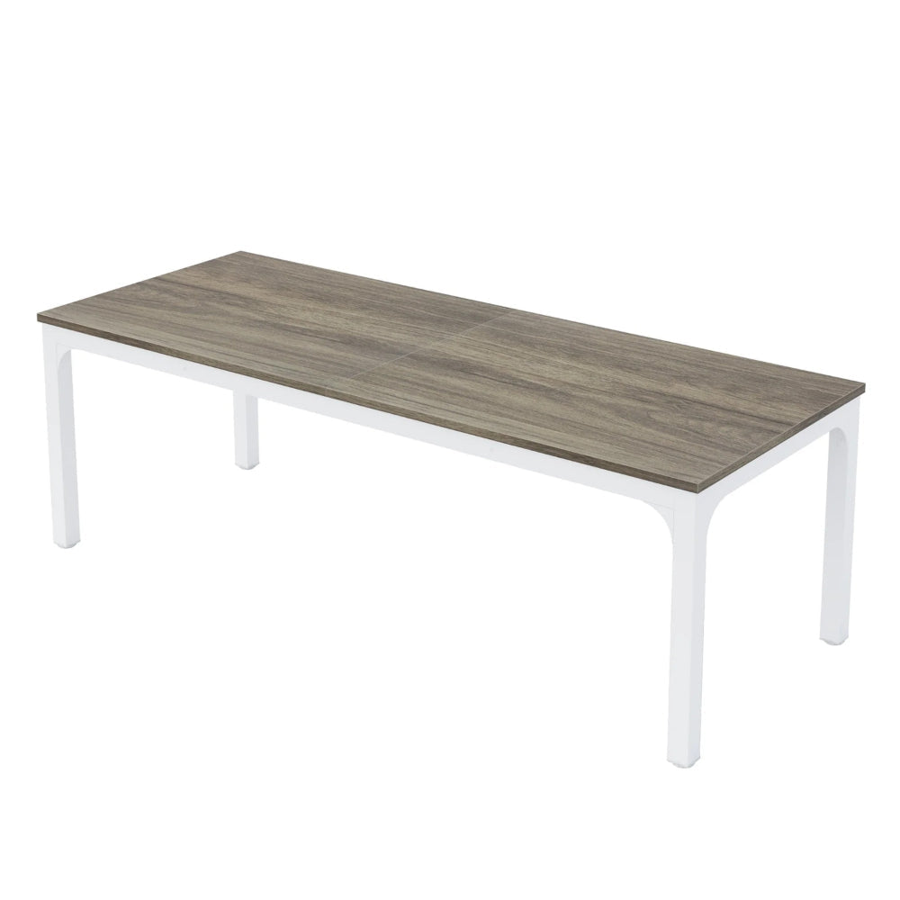 Jack Conference Table 79 Inch Rectangular Gray MDF Top White Metal BM328540