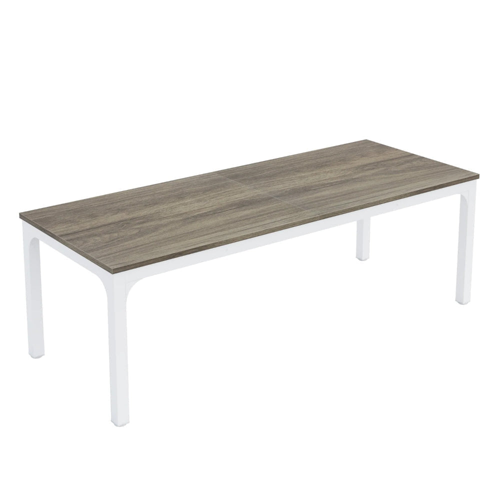 Jack Conference Table, 79 Inch Rectangular Gray MDF Top, White Metal