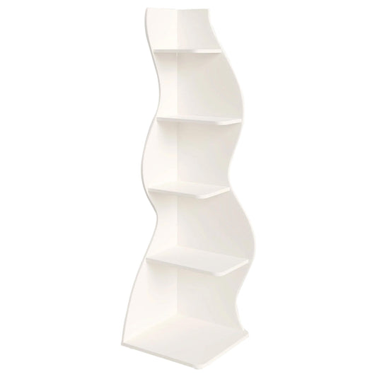 Max Corner Bookshelf, 5 Tier 70 Inch, White Finish, Adjustable Shelves