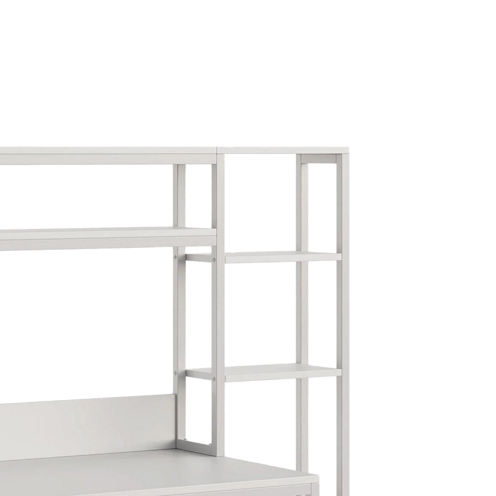 Computer Desk 2 Drawers Open Shelf Hutch White Metal 60 Inch BM328544