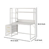 Computer Desk 2 Drawers Open Shelf Hutch White Metal 60 Inch BM328544