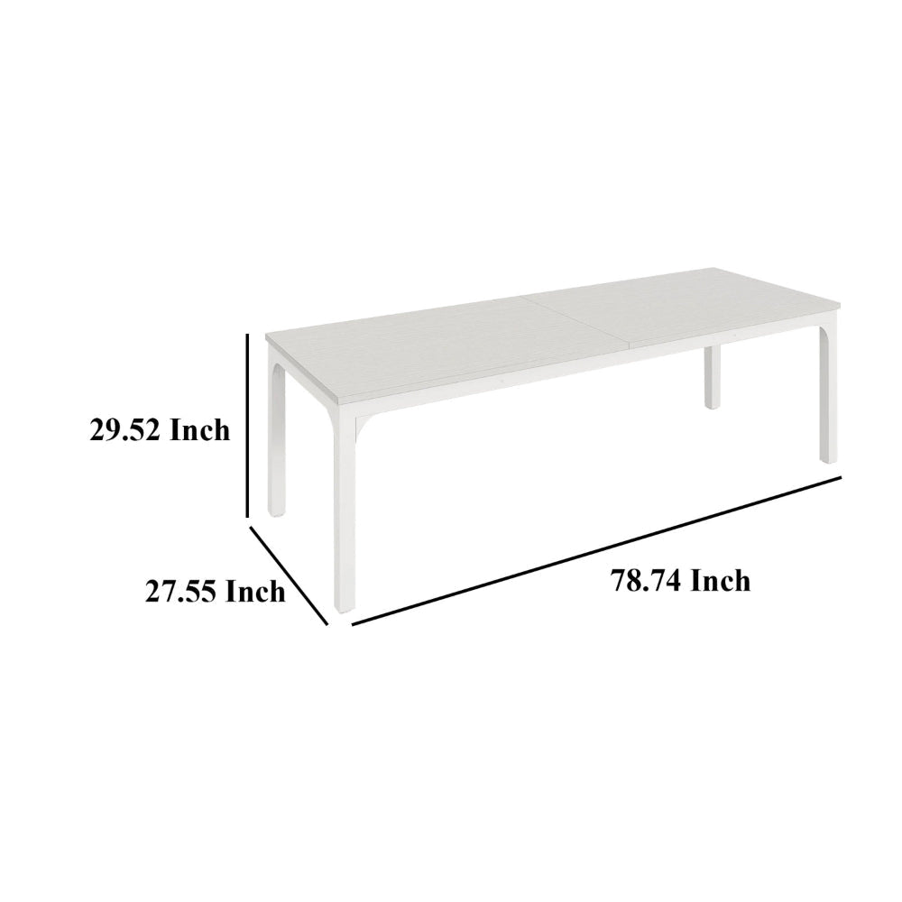Computer Desk 79 Inch White MDF Rectangular Top White Metal Legs BM328545