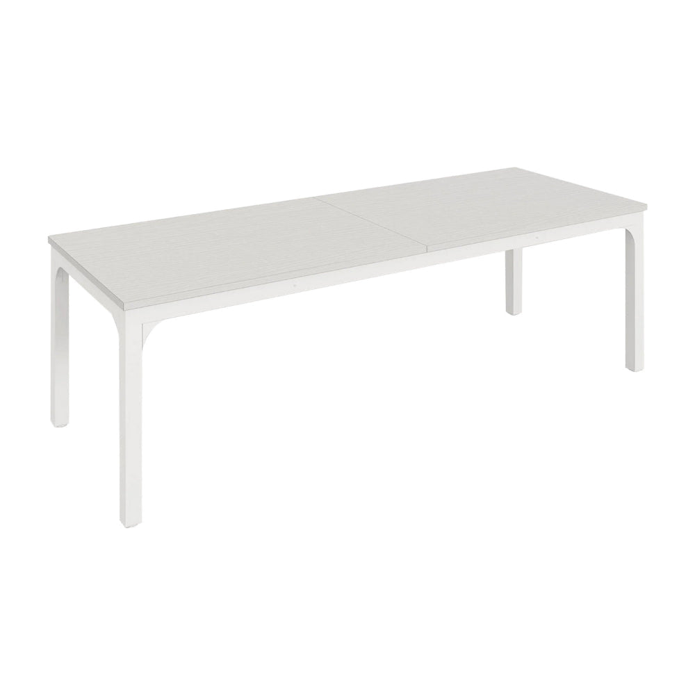 Computer Desk, 79 Inch White MDF Rectangular Top, White Metal Legs