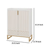 Shoe Cabinet 2 Doors 5 Shelves White Finish Gold Metal Sled Legs BM328546