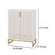 Shoe Cabinet 2 Doors 5 Shelves White Finish Gold Metal Sled Legs BM328546