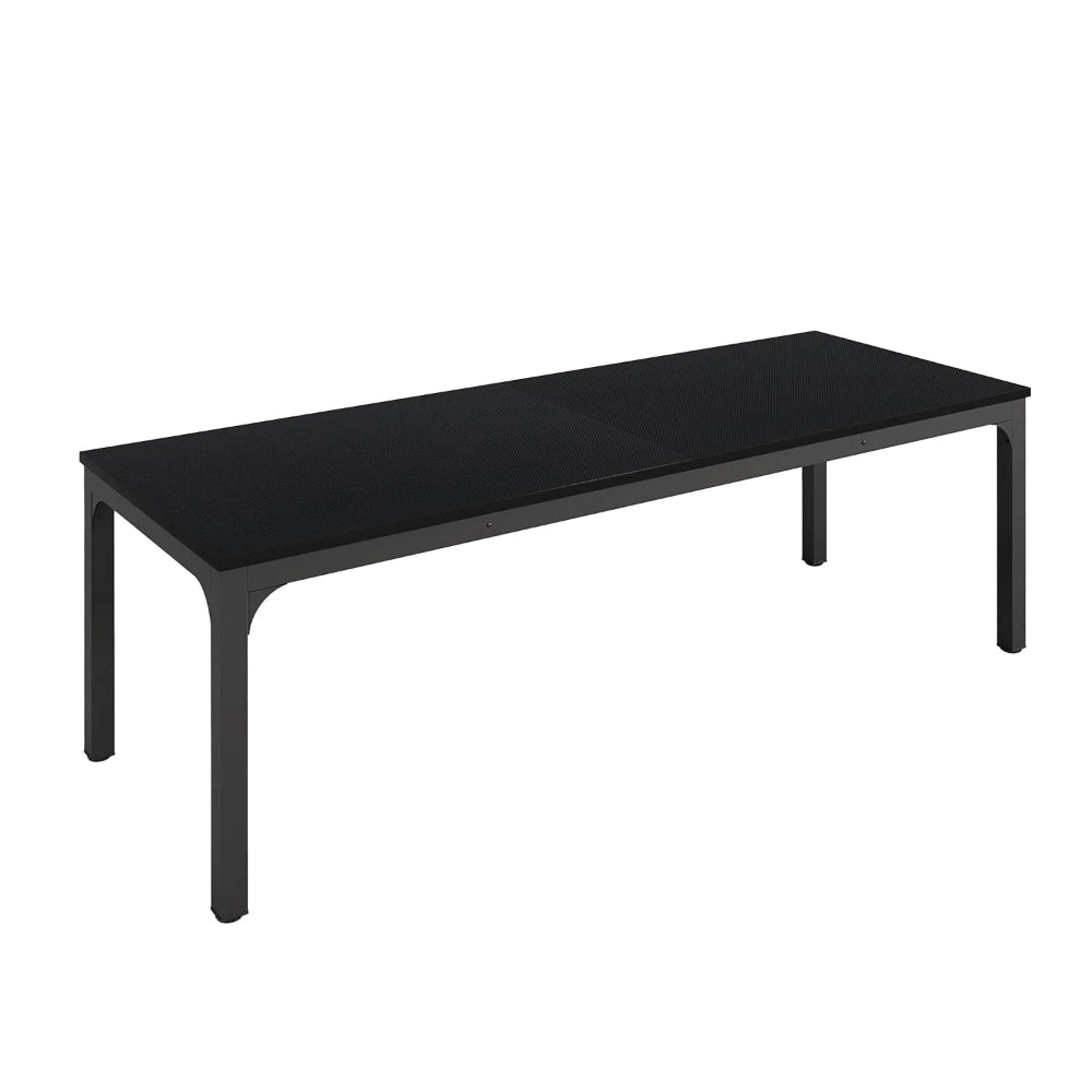 Lar Conference Table, 79 Inch Black Rectangular MDF Top, Metal Legs