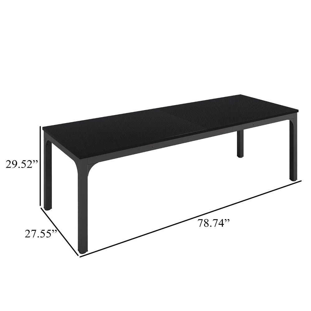 Lar Conference Table 79 Inch Black Rectangular MDF Top Metal Legs BM328547