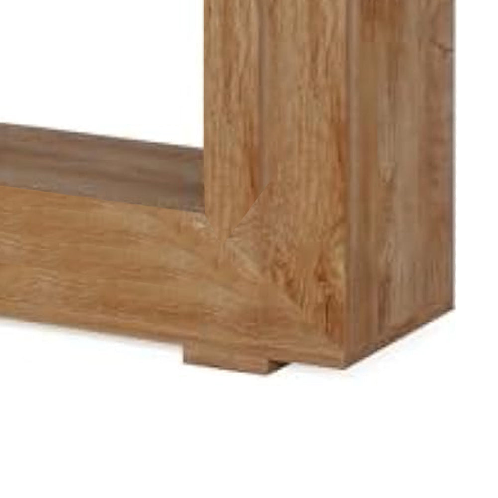 Evan Console Table 47 Inch Rectangular Top Rustic Brown Open Shelf BM328549