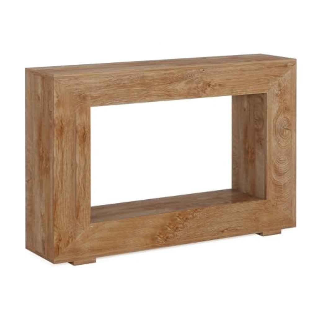 Evan Console Table, 47 Inch Rectangular Top, Rustic Brown, Open Shelf