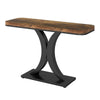 Console Table Rustic Brown MDF 39 Inch Geometric Black Metal Base BM328551