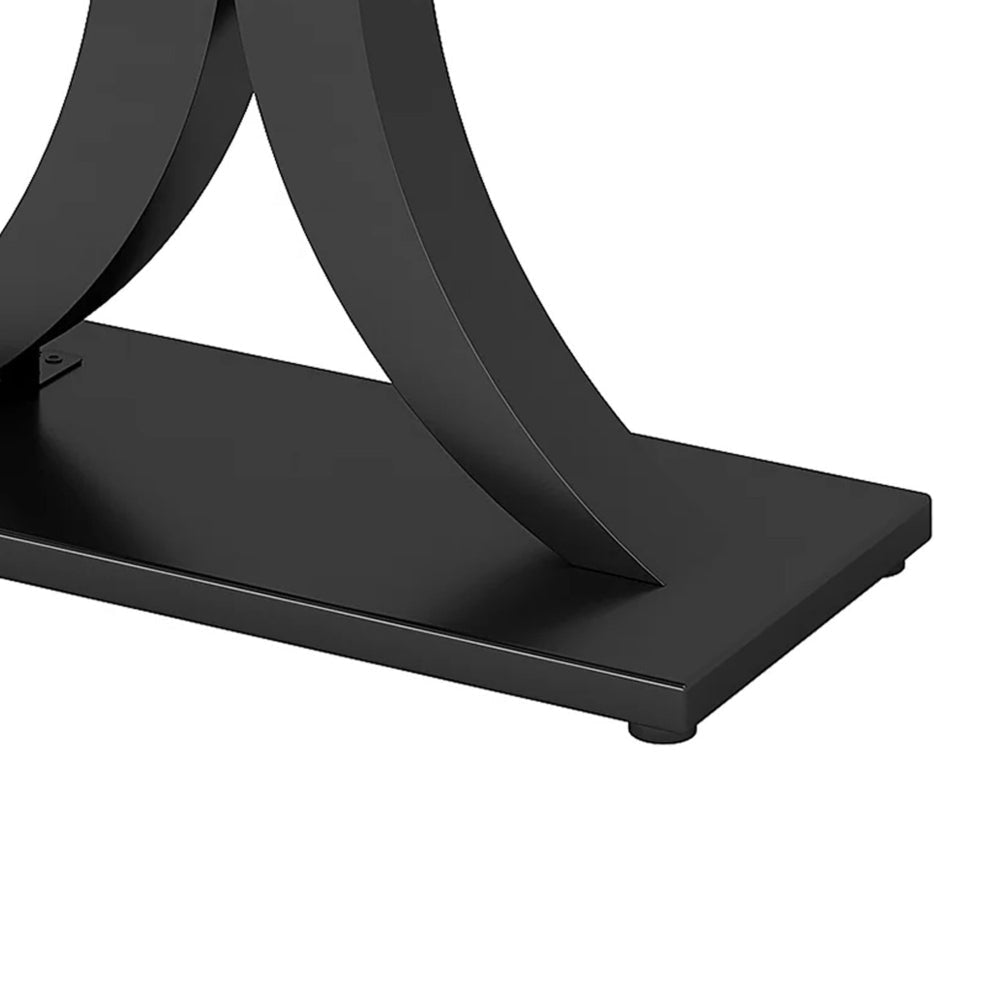 Console Table Rustic Brown MDF 39 Inch Geometric Black Metal Base BM328551