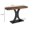 Console Table Rustic Brown MDF 39 Inch Geometric Black Metal Base BM328551