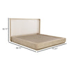 Lno Queen Platform Bed Beige Upholstered Headboard Oak Brown Cane