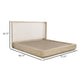 Lno Queen Platform Bed Beige Upholstered Headboard Oak Brown Cane