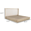 Lno King Platform Bed Beige Upholstered Headboard Oak Brown Cane