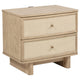 Lno Nightstand, 2 Cane Accent Drawers w Brass Knobs, USB, Oak Beige