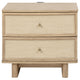 Lno Nightstand 2 Cane Accent Drawers w Brass Knobs USB Oak Beige BM328555