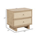 Lno Nightstand 2 Cane Accent Drawers w Brass Knobs USB Oak Beige BM328555