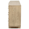 Lno Wide Dresser, 9 Cane Accent Drawers w Brass Knobs, Oak Beige