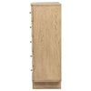 Lno Tall Dresser Chest, 5 Cane Accent Drawers w Brass Knobs, Oak Beige