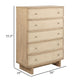 Lno Tall Dresser Chest, 5 Cane Accent Drawers w Brass Knobs, Oak Beige