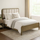 Deon Queen Bed, Vertical Channel Tufted Beige Boucle Upholstery, Brown