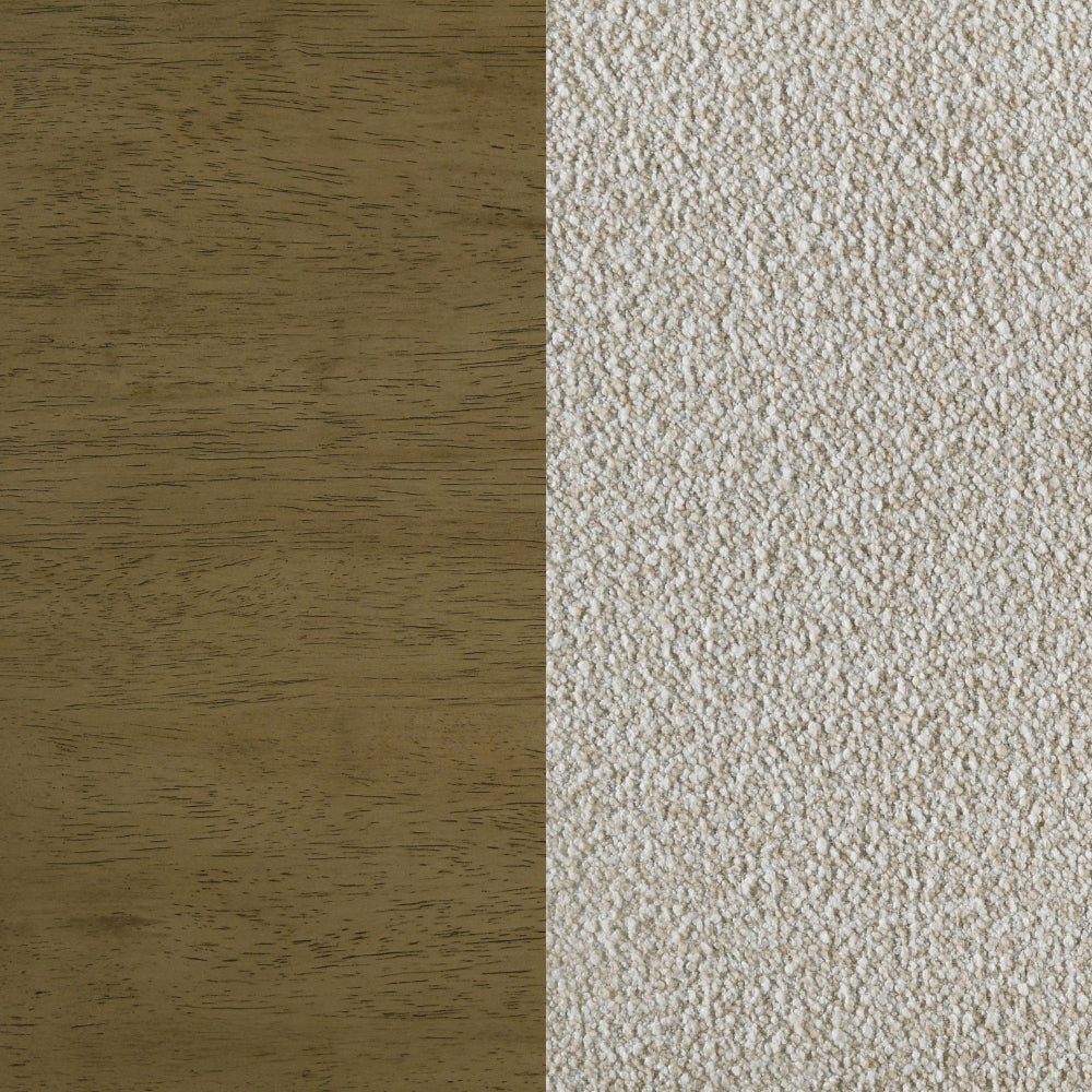 Deon King Bed Vertical Channel Tufted Beige Boucle Upholstery Brown