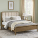 Deon King Bed, Vertical Channel Tufted Beige Boucle Upholstery, Brown