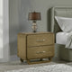 Deon Nightstand, 2 Drawers w Nickel Handles, Sled Legs, Nutmeg Brown