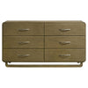 Deon Wide Dresser 6 Drawers w Nickel Handles Sled Legs Nutmeg Brown BM328562