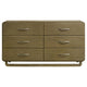 Deon Wide Dresser 6 Drawers w Nickel Handles Sled Legs Nutmeg Brown BM328562