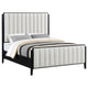 Jack King Size Bed Channel Tufted Ivory Upholstery Black Wood