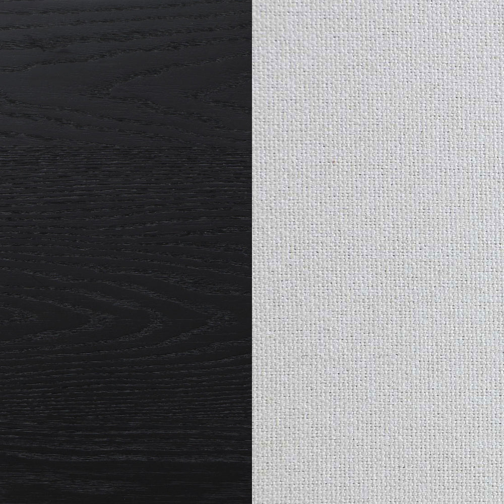 Jack King Size Bed Channel Tufted Ivory Upholstery Black Wood