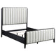 Jack California King Size Bed, Channel Tufted Ivory Upholstery, Black