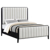 Jack California King Size Bed Channel Tufted Ivory Upholstery Black