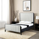 Jack California King Size Bed, Channel Tufted Ivory Upholstery, Black