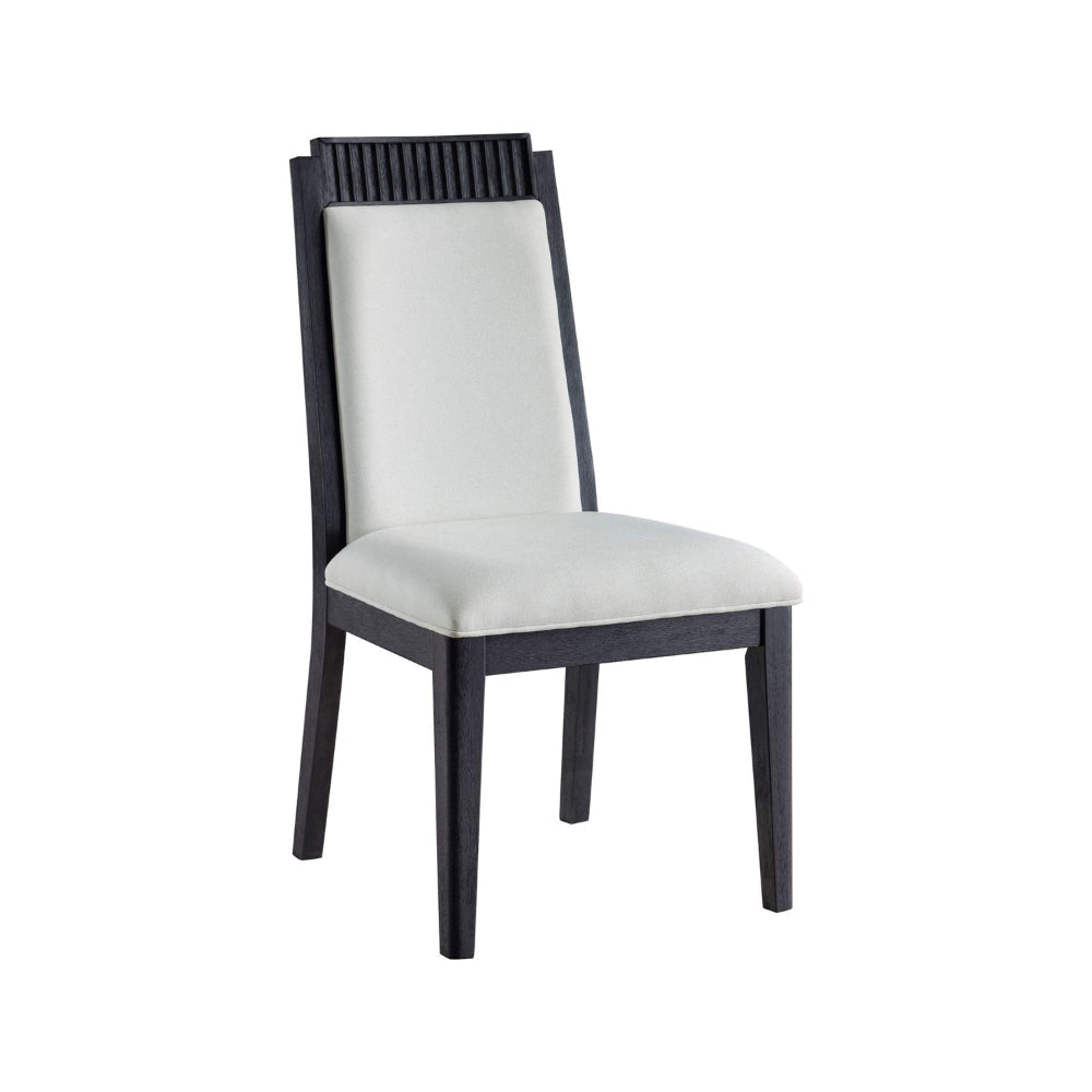 Jack 5pc Extendable Dining Table n Chair Set 82-100 Inch Ivory Black BM328567