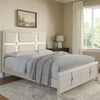 Ory Queen Size Bed, Ivory Boucle Upholstered Headboard w 3D LED Light